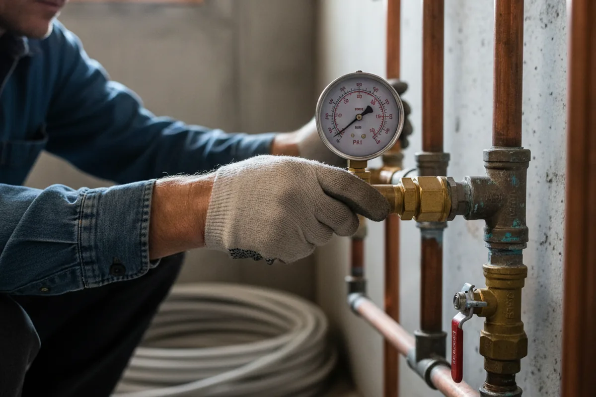 Pressure testing a repaired line during Water Line Repair in Woodinville